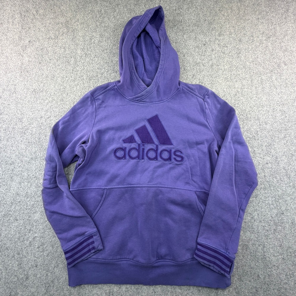 Adidas Womens Purple Fleece Pullover Hoodie Embroidered Logo BS2271 XL